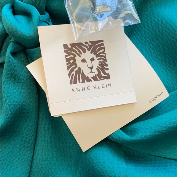 Anne Klein Teal Tie-Neck Top Sleeveless Blouse - Picture 3 of 3